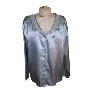 Vintage Bobbie Brooks Womens Pajama Shirt Top Light Blue Size XL‎ NWT